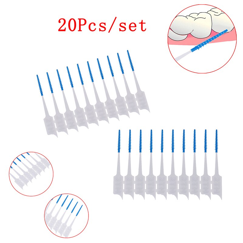 20 pçs/caixa escova interdental higiene oral limpa entre os dentes oral care floss escovas dental plástico macio