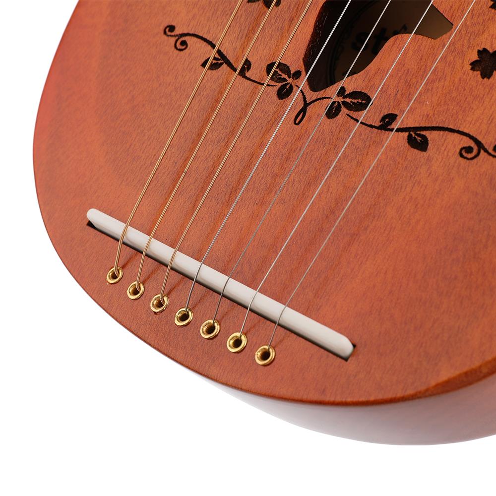 7-- snarige lierharp snaarinstrumenten engelse handleiding liqin met stemsleutel metalen snaren mahonie lichtgewicht kinderen