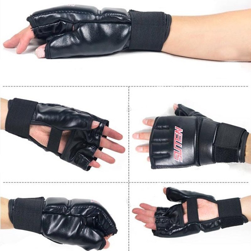 Pu Leather MMA Muay Thai Training Punching Bag Mitts Sparring Boxing Gloves Gym LDF668