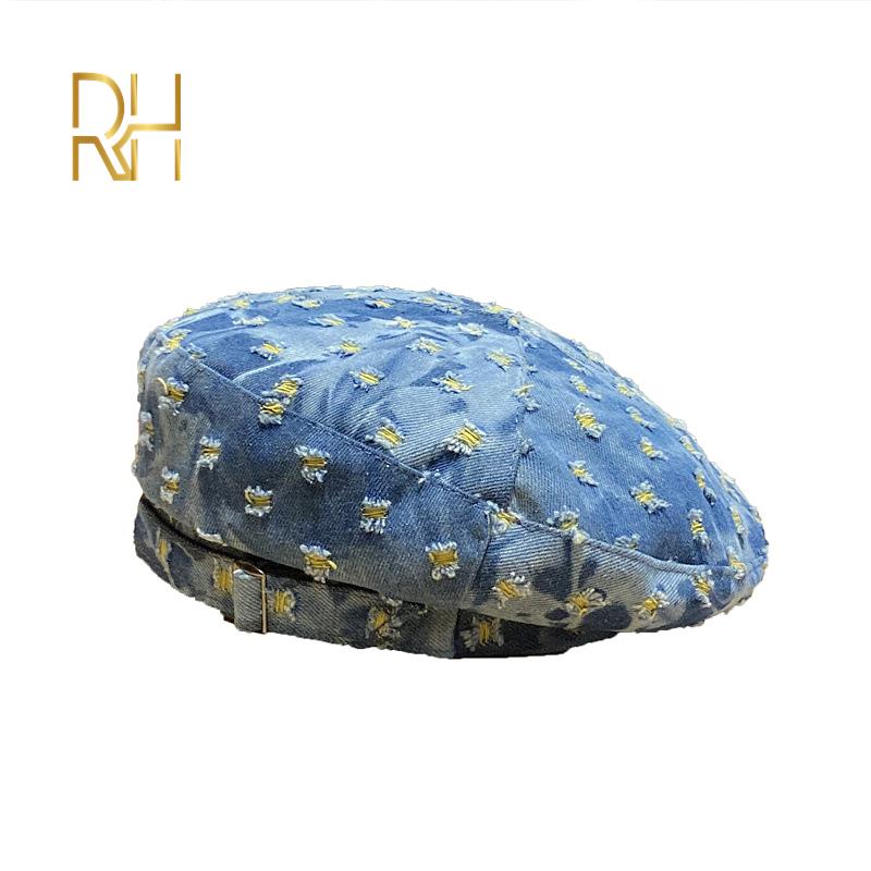Gewassen Jeans Baretten Caps Voor Vrouwen Casual Lente Zomer Caps Katoen Platte Hoeden Achthoekige Cap Verstelbare Schilder Hoed Gorras Rh: Default Title