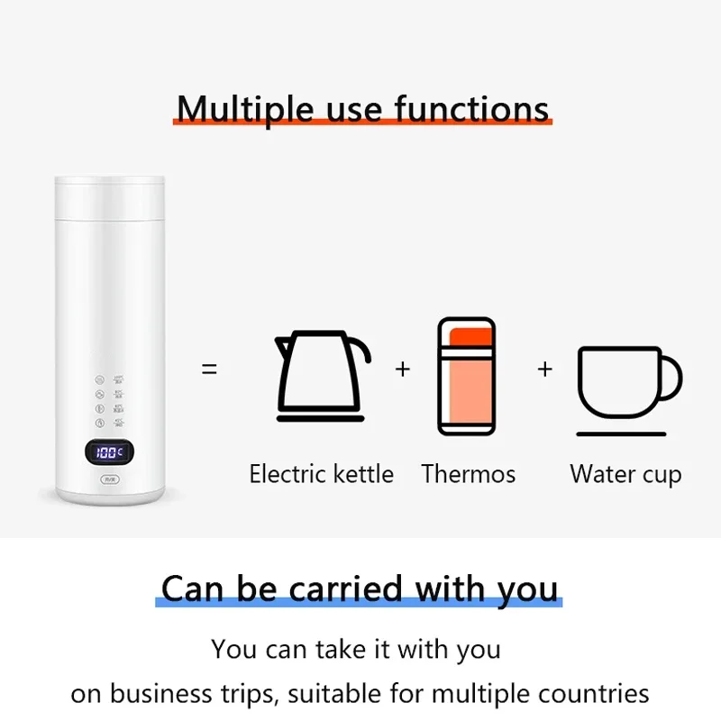 Taza de agua eléctrica de 400ML, taza eléctrica inteligente para hervir, taza de salud multifuncional, hervidor eléctrico portátil para hervir