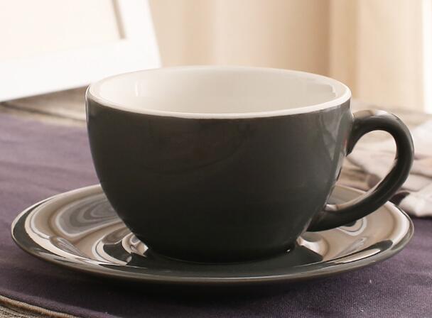 200ml Bunte Dicke Körper Neue Knochen China Cappuccino Tasse und Untertassen Keramik Kaffee Tasse Untertasse Latte Tasse Getränk: grau