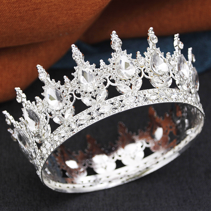 Barokke ronde diadeem koninklijke koningin koning tiara's en kronen feest verjaardag bruids trouwjurk kroon sieraden accessoires: Puur Goud Kleur