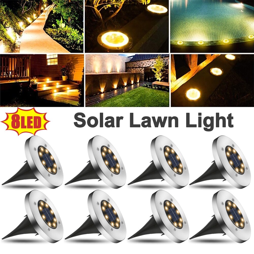 8led luz solar ao ar livre à prova dwaterproof água 8 led solar luz de rua decoração do jardim enterrado lâmpada da escada subterrânea decking luz solar 1pc