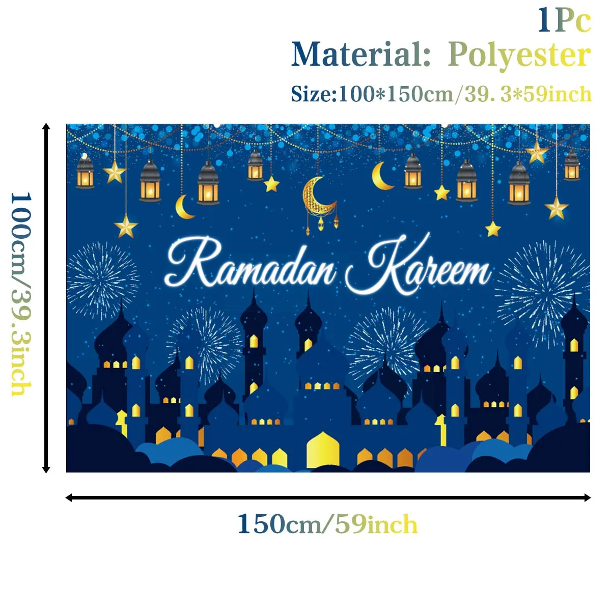 Fondo de Eid Mubarak, decoraciones para el hogar, decoración musulmana islámica, Ramadán, Kareem, Eid Al Adha, Ramada: Oro