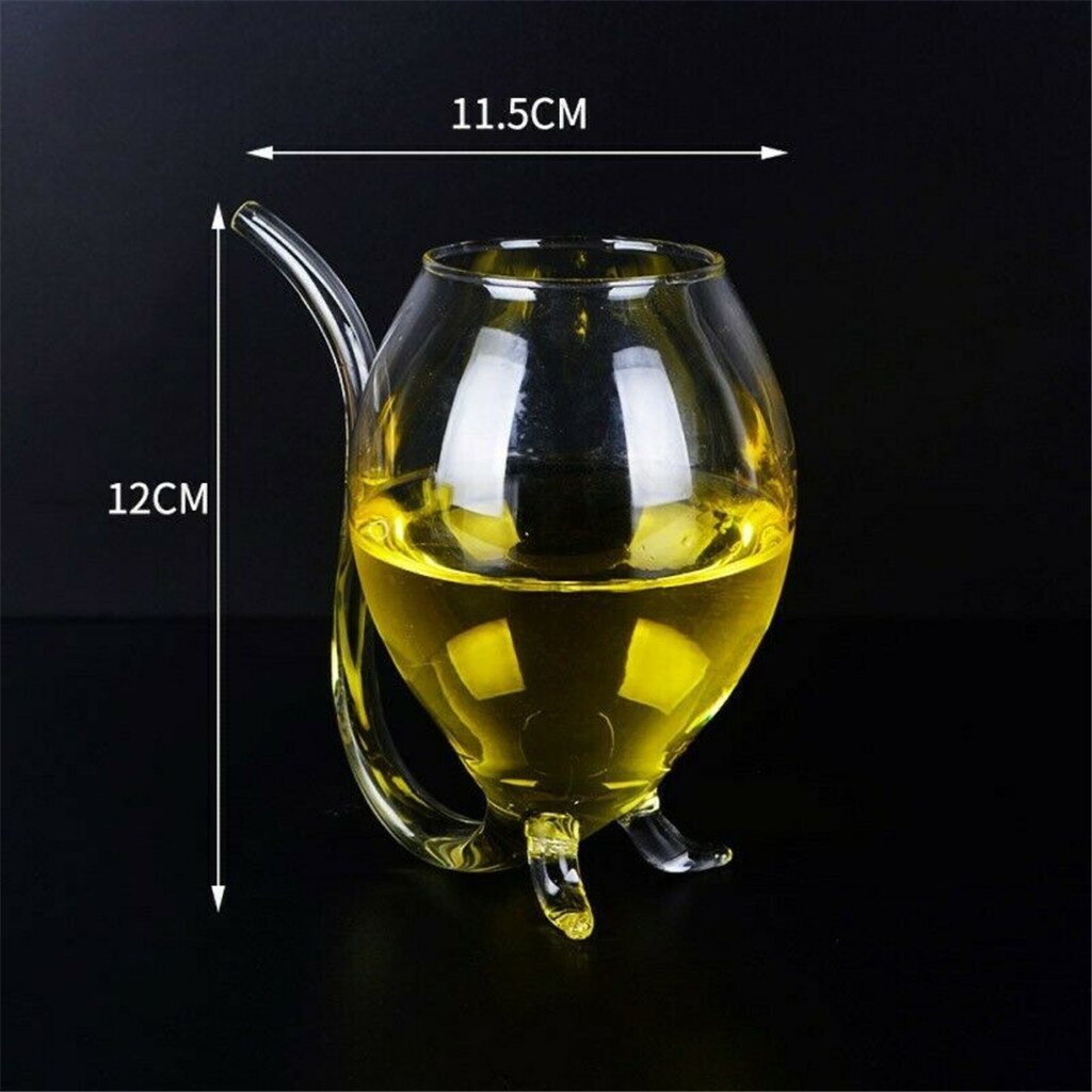 Red Wine Glass Cups Whiskey Glass Heat Resistant Glass Sucking Juice Milk CupsTea Wine Cups With Drinking Tube Straw: B