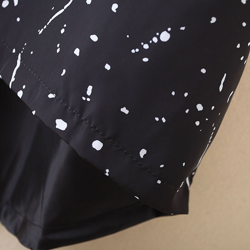 Women Spring Trench Coat Lady hooded Coat Female Paint points Print Outerwear Casaco Feminino Plus Size Loose S6-9604