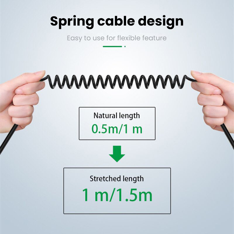 Kabel audio typu C typu C/3,5 mm do gniazda 3,5 mm AUX do tabletu Samsung Xiaomi Podłącz do głośnika Kabel sprężynowy słuchawek