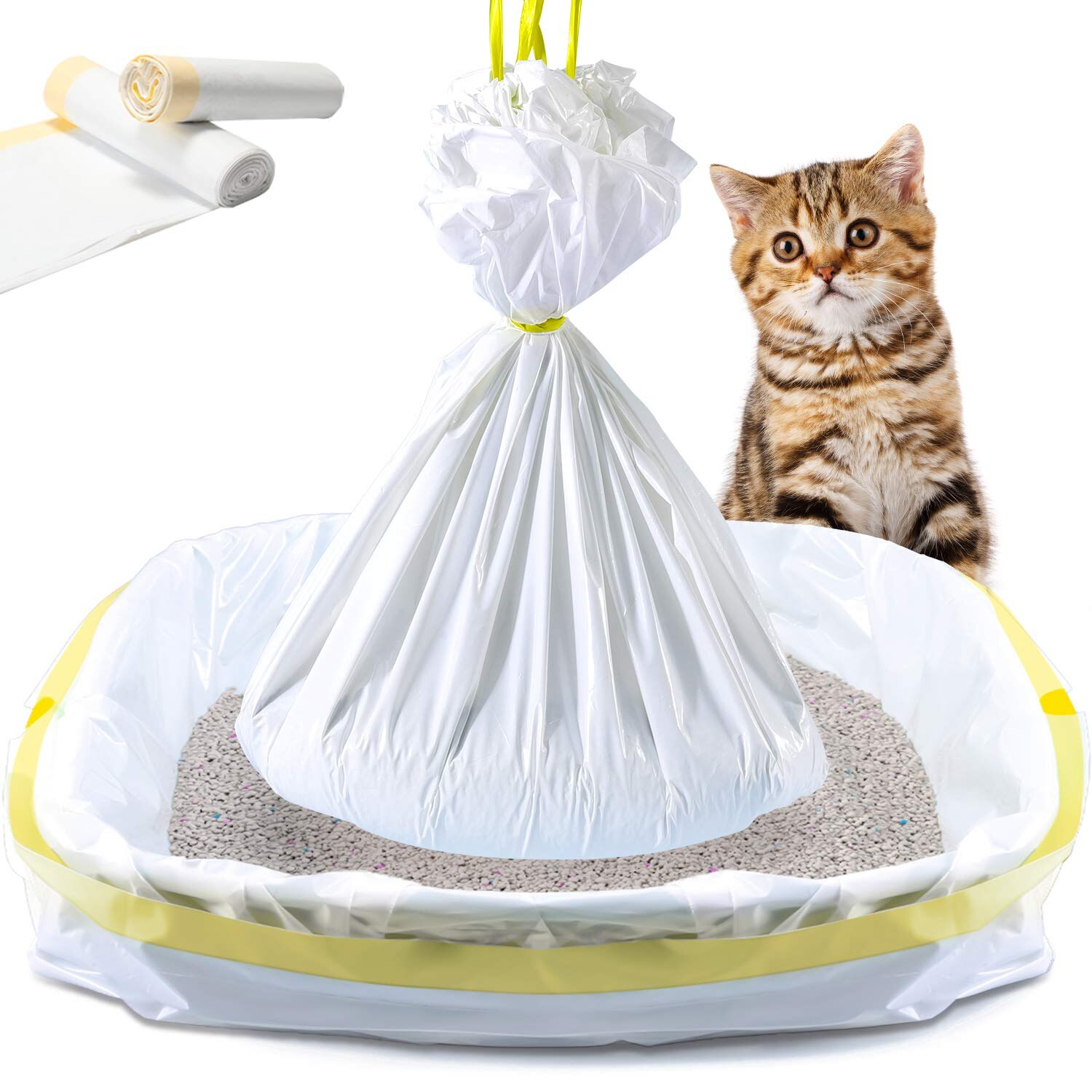 Cat Litter Box Filter Bag Pet Sandbox Toilet Tray Sifting Liners Waste Bags Kitten Litter Pan Bags Cleaning Supplies for Cats: SUIT B (NO FILTER) / L
