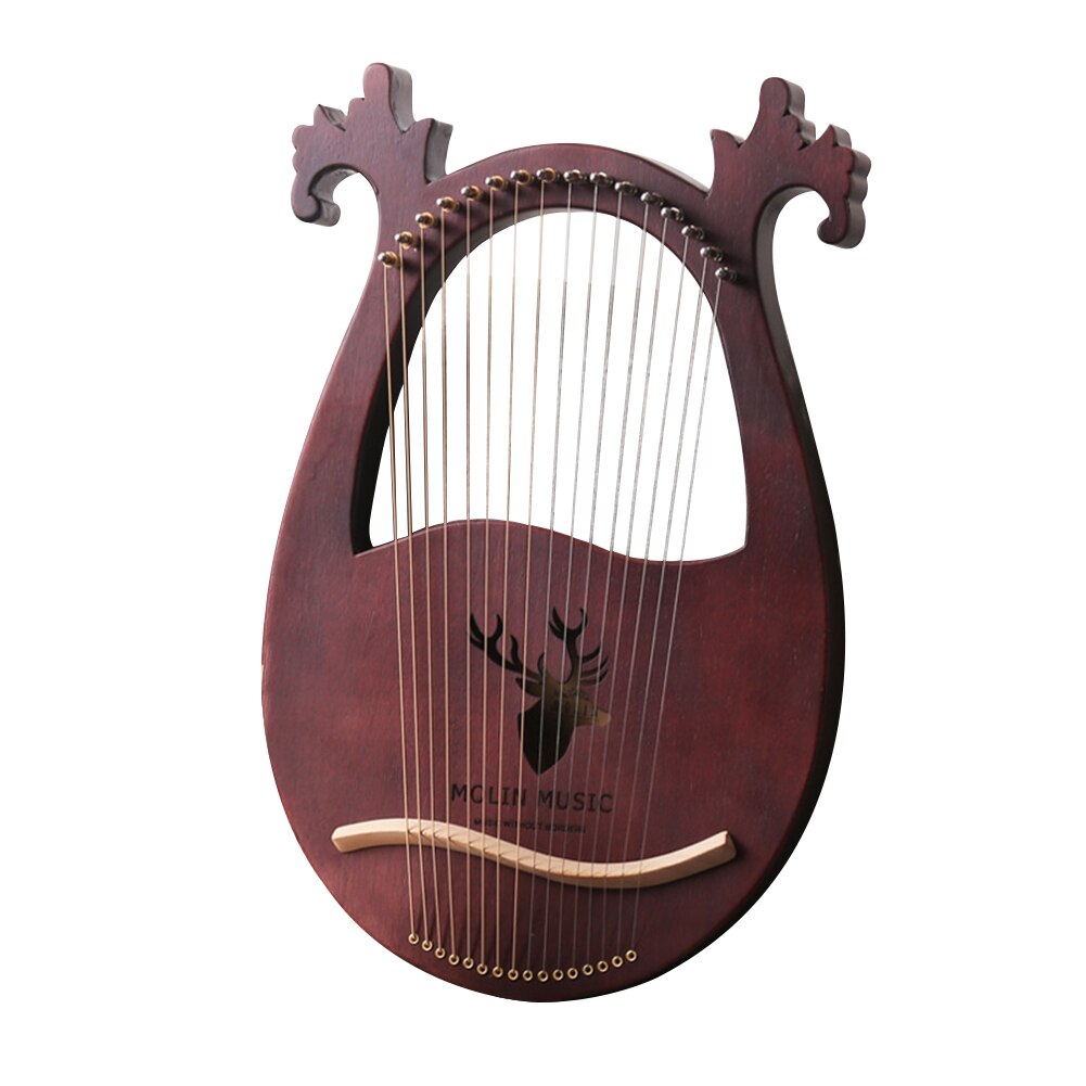 Massivt træ graveret musikinstrument lire harpe 6 strenge rådyr formet klar lyd konkav børnelegetøj