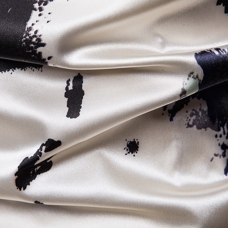 mannen Zijde Satijn Gedrukt Shirts Mannen Slim Fit Lange Mouw Party Shirt Tops Mannen Print Shirt S-2XL