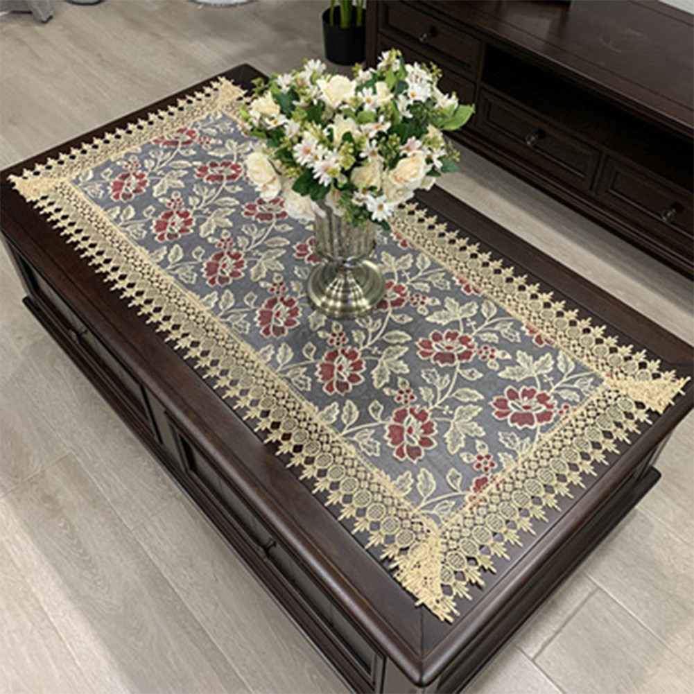 Rechteck Tischdecke europäische bestickte Kaffee Tee Tischdecke hohl geschnitzte Heim textilien Dekoration Zubehör 50*100cm: Lila