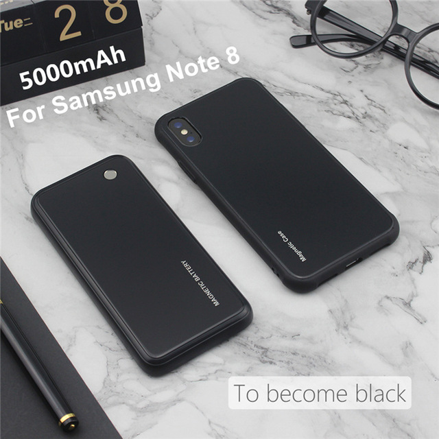 Wireless Charging Magnetic Battery Case For Samsung Galaxy S9 Plus S9 Note 8 Note 9 Power Bank Case Colorful Backup Battery: Black For Note 8