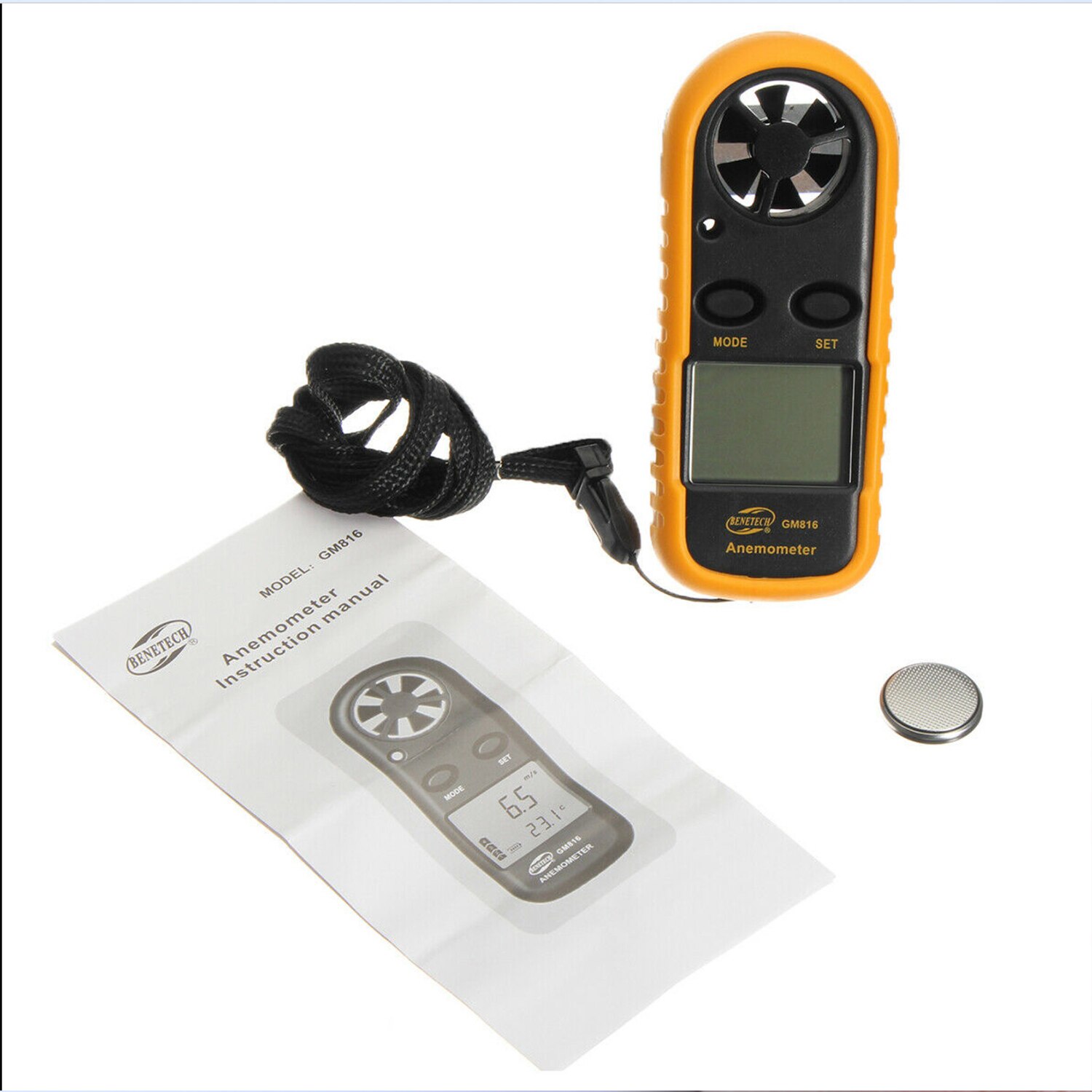 Mini anémomètre numérique LCD portable compteur de vitesse du vent jauge de vitesse du vent 0.3-30 m/s testeur de capteur avec écran rétroéclairé