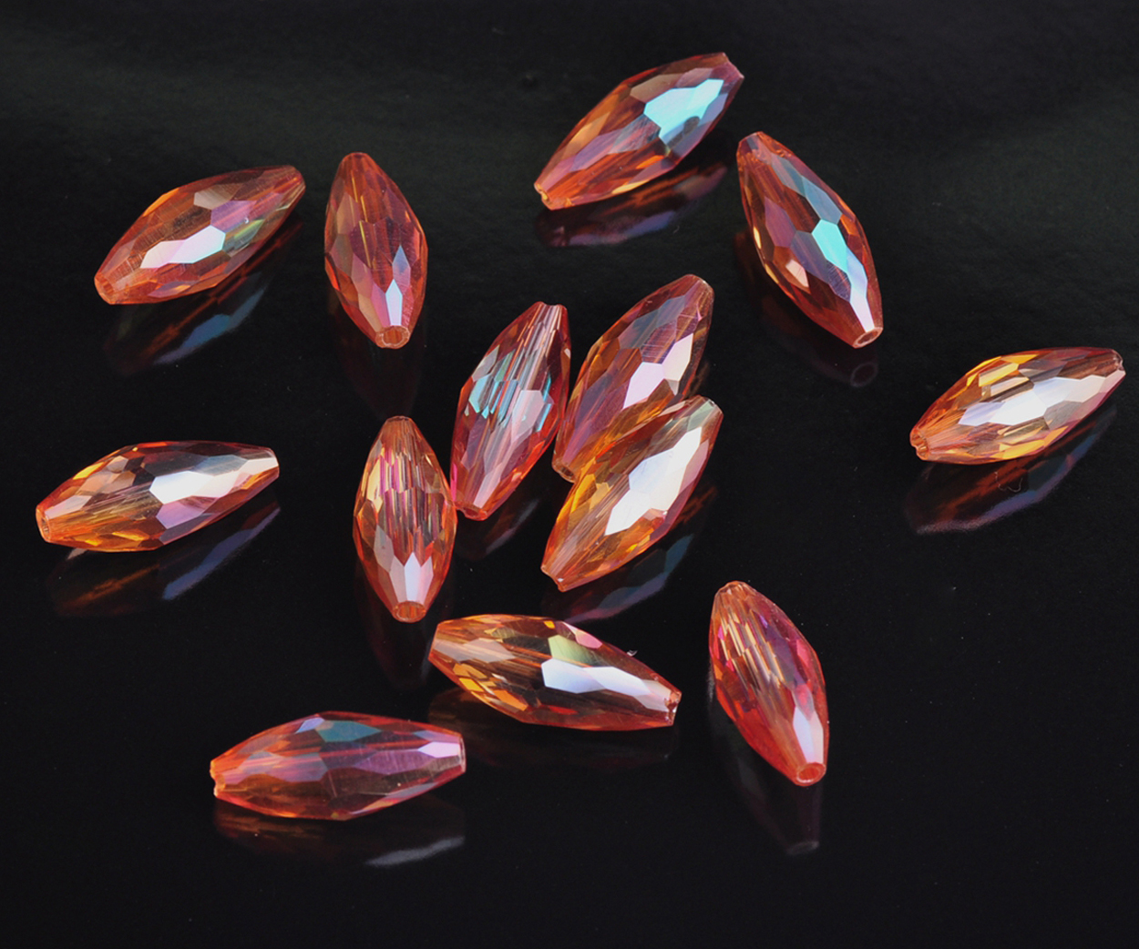 Cuentas artesanales sueltas de cristal de corte facetado de tubo ovalado de 18x8mm para fabricación de joyería DIY: Lavanda