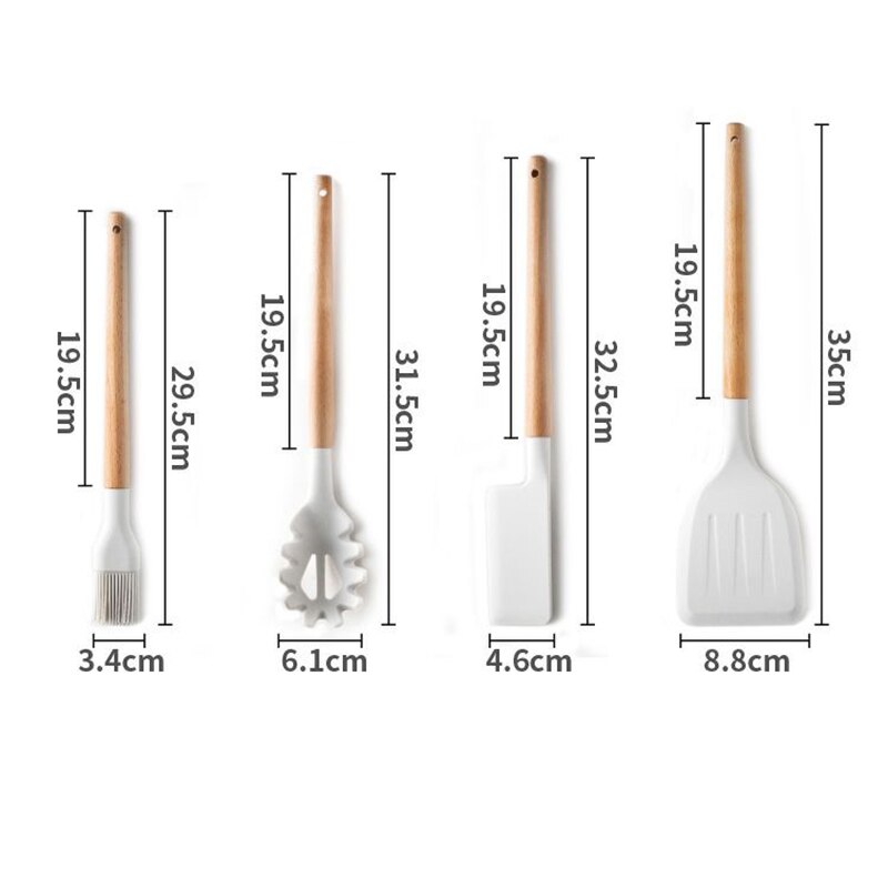 Non-stick Cooking Tools Set Silicone Kitchen Utensils Kit Kitchenware Colander Spatula Scraper Baking Gadgets