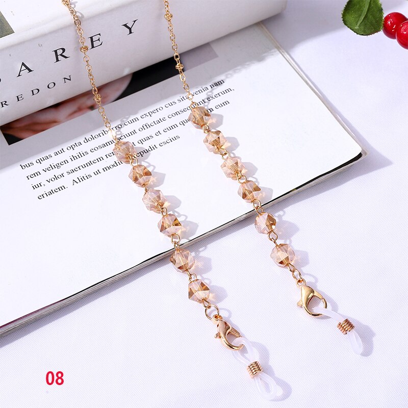 Catene per occhiali con perline di cristallo della boemia cordino maschera per il viso supporto per catena corda per occhiali occhiali da sole cordino per collo regalo per donna: 8