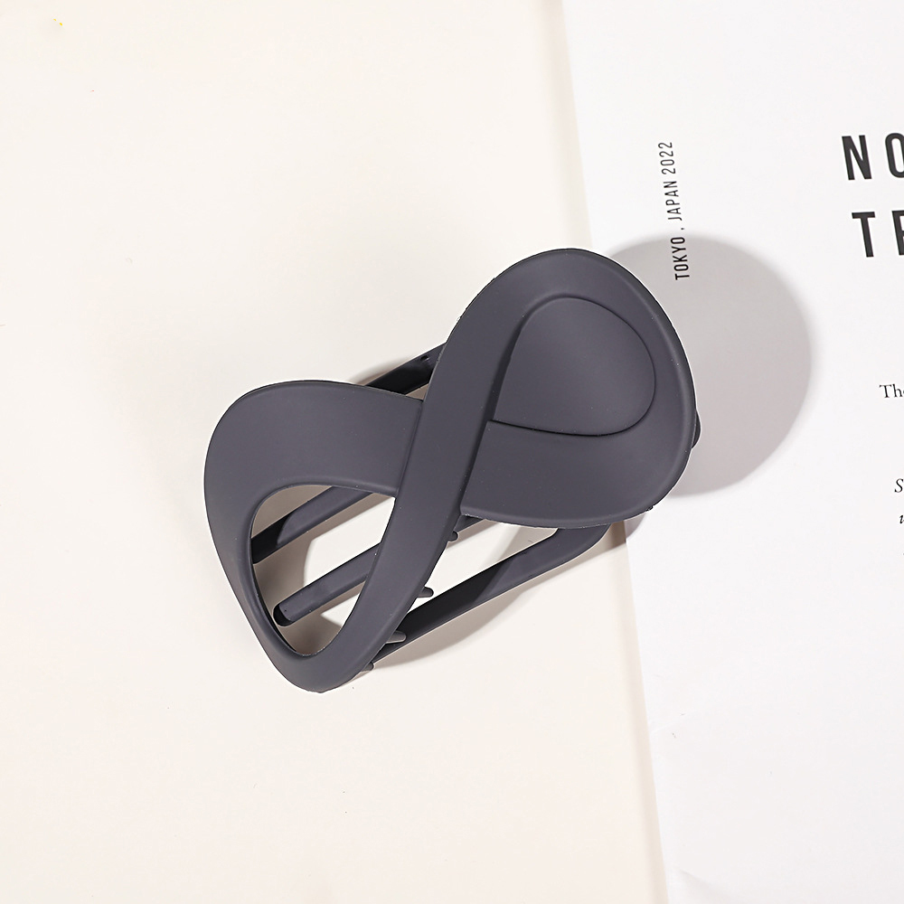 Trend PC Hair Clip Simple 8-shaped Infinity Styling Holder Shark Hair Claw Clip Hair Accessories For Women: Dark Grey