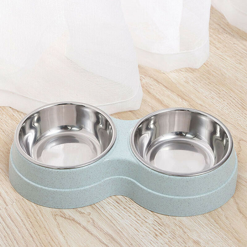 Dubbele voerbakken voor huisdieren, hondenvoer, waterbak van roestvrij staal, drinkbak voor huisdieren, voerbak voor katten en puppy's, accessoires voor kleine honden: Blauw