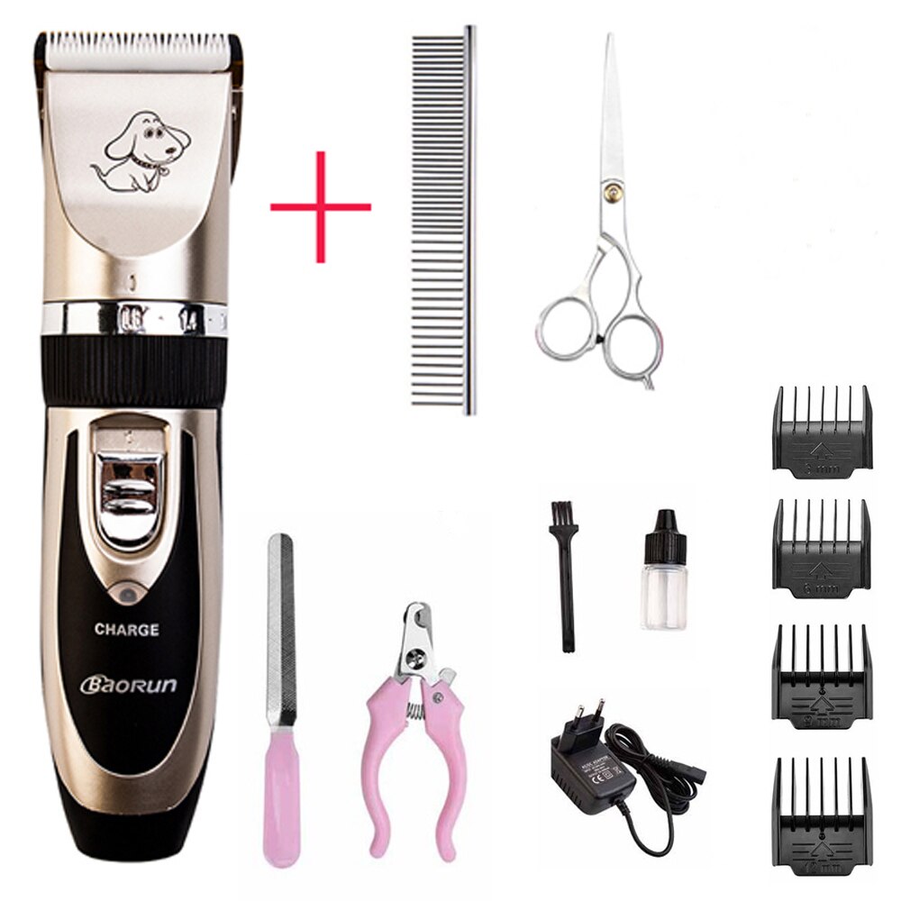 Rechargeable Pet Cat Dog Hair Trimmer Grooming Kit Horse Electrical Clipper Shaver Set Haircut Machine: full kit 2