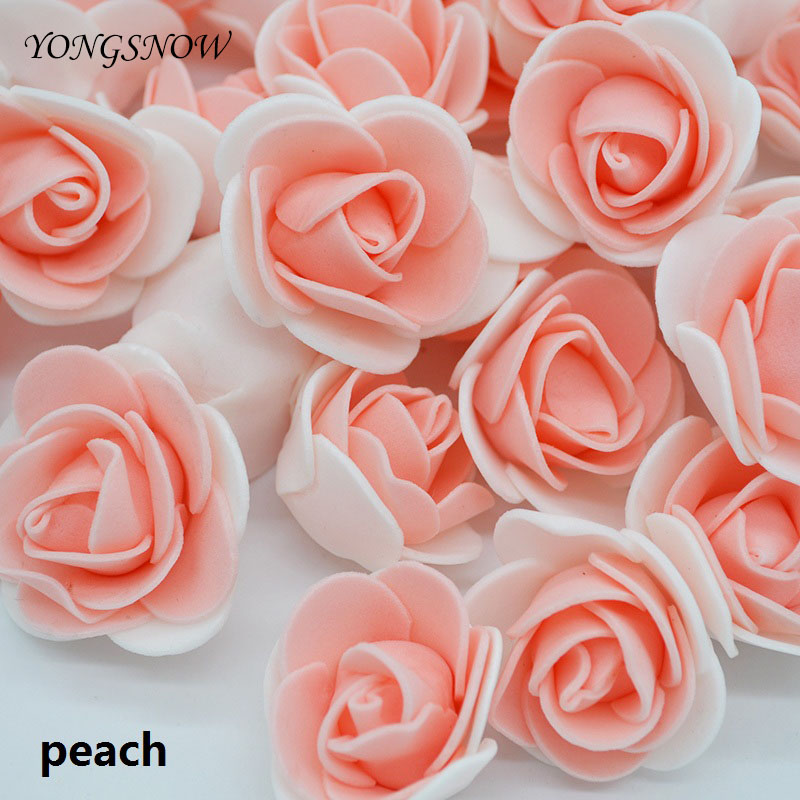 50 teile/los DIY Handarbeit Schaum Blumen 3,5 cm Rose Blume Kopf Künstliche PE Schaum Rose Hochzeit Dekoration Scrapbooking Handwerk: Pfirsich