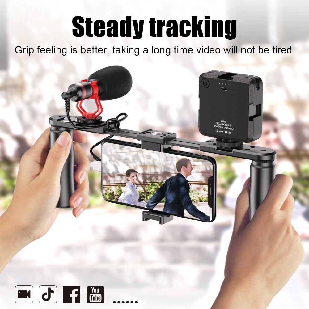 Apexel Smartphone Video Rig Hand Grip Filmmaken Case Telefoon Video Stabilizer Handheld Statief Voor Iphone Android Smartphone