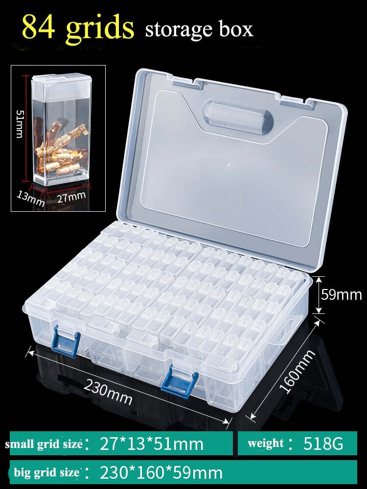 Transparent Plastic element box small screw sorting box hardware storage box mini flip part Small Component Jewelry Tool Box: 84 grids box