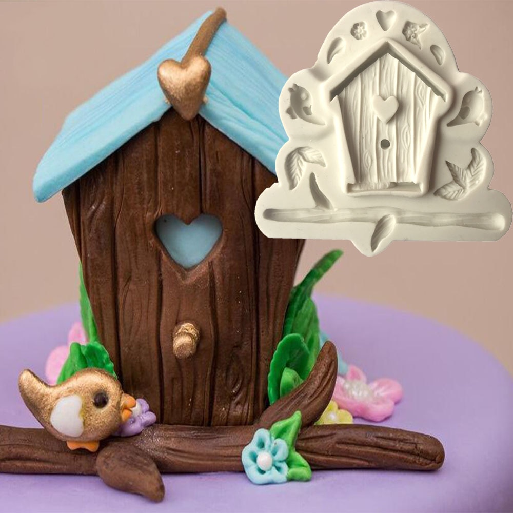 Aouke tree House Vogel Huis Vogelhuisje Vormige Vloeibare Siliconen Cakevorm DIY Zachte Klei Fondant Clay Mold L133
