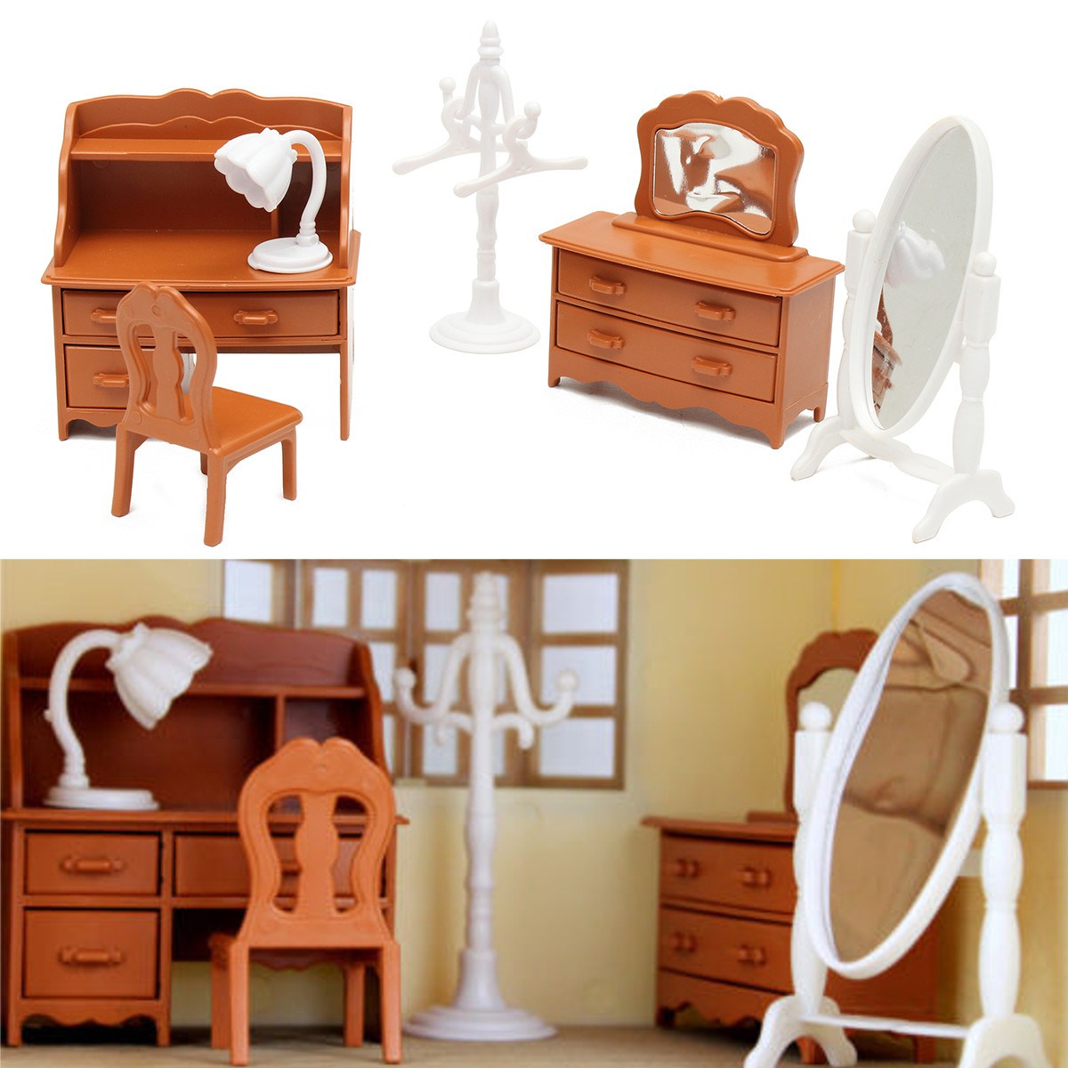 Miniatuur Woonkamer Kaptafel Meubels Sets Voor Mini Kinderen Poppenhuis Home Decor Kinderen Speelgoed Poppenhuis Speelgoed