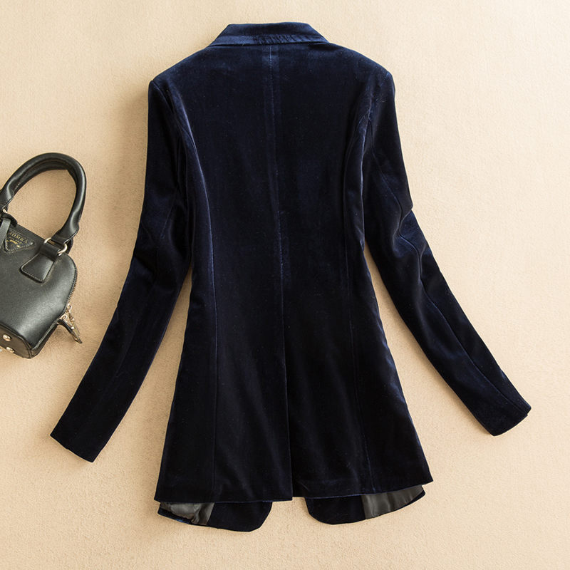 Chaqueta de traje de terciopelo negro dorado para mujer, chaqueta de de autocultivo con temperamento, abrigo con borlas de gama alta y901, primavera y otoño
