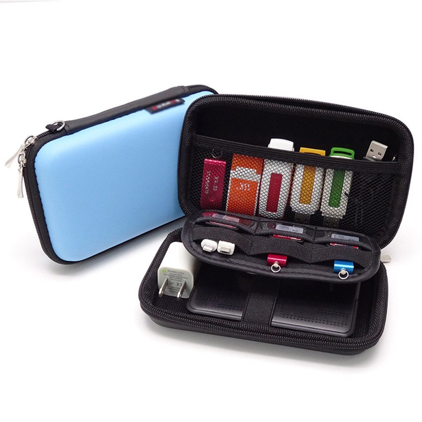 Kabel Organizer Bag Case Hoofdtelefoon Power Bank Case Elektronische Gadget Organizer Kabel Tas Usb Draden Oplader Digitale Opbergdoos: BLUE