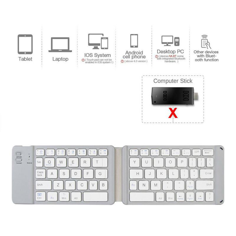 Wireless Folding Bluetooth Keyboard Licht En Handig Bluetooth 3.0 Opvouwbaar Toetsenbord Opvouwbaar Bt Draadloze Toetsenbord Voor Telefoon Laptop