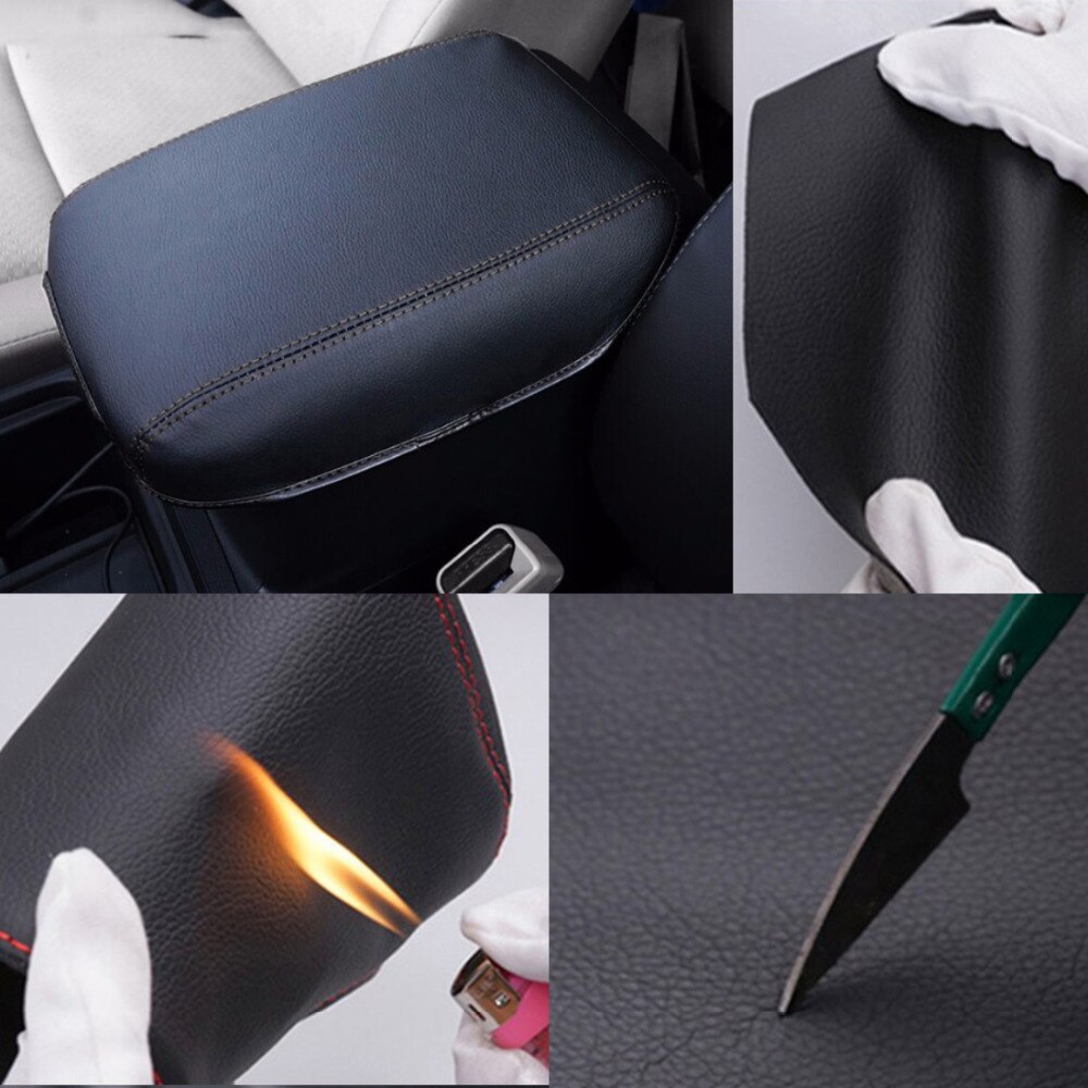 Car Armrest Cover For CRV PU Leather Red/Black Stitches Car Armrest Central Console Cover For Honda CRV