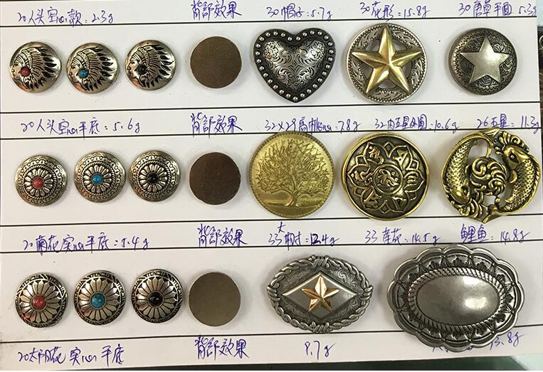 10 st/lot zinklegering 20mm solroshandväska knapp krysantemum handgjorda läderklädselknappar