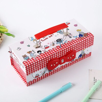 Leuke Multi-Functionele Grote Capaciteit Drie Lagen Creatieve Etui Met Slot: 5