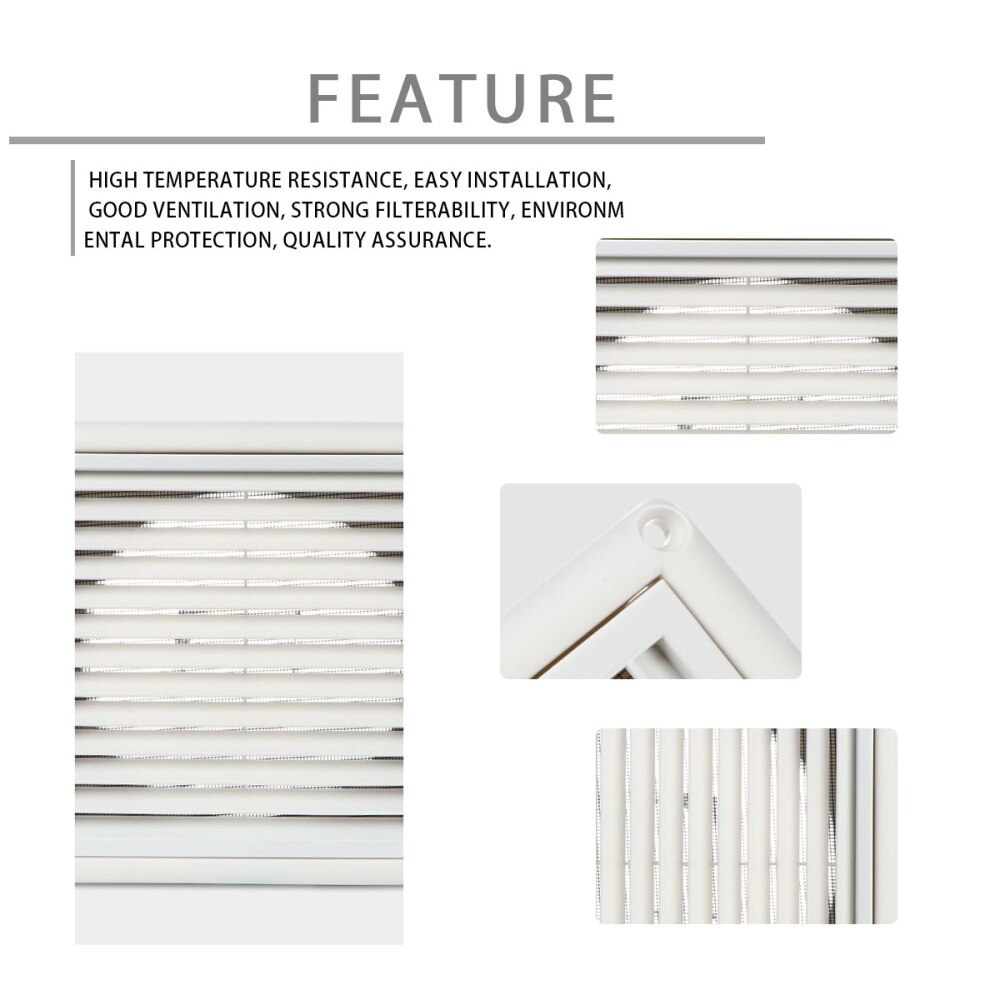 1PC Air Vent Ventilation Grill Cover Wall Ceiling Mounted Vent Built-in Fly Screen Mesh for Bathroom Office Home (White, 100mm)