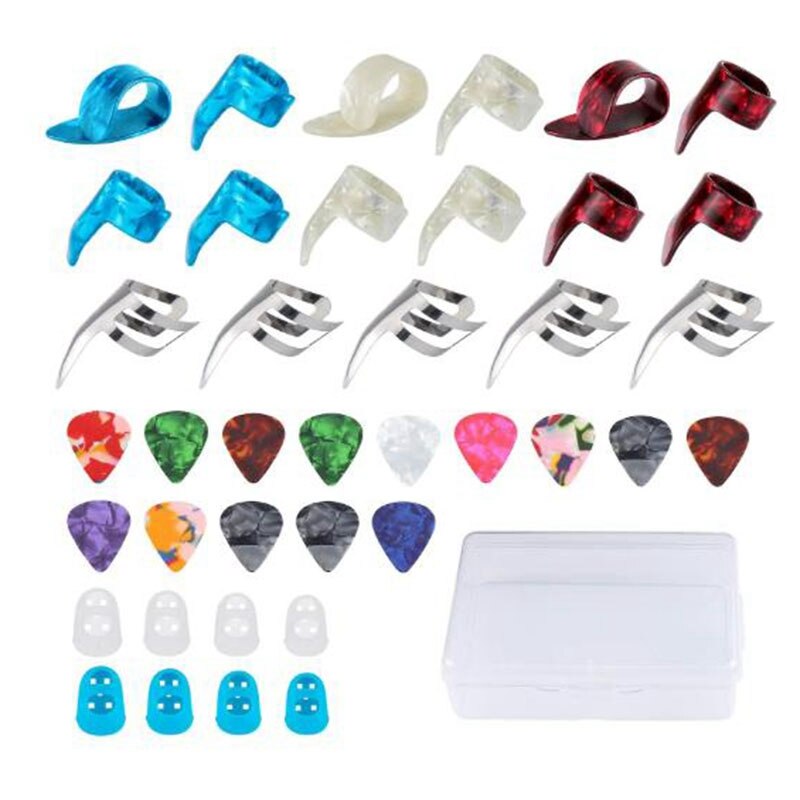 45 Stck Gitarre Zubehör, 17 Finger wählt Daumen wählt, 20 gitarre wählt und 8 Gitarre Finger Protektoren für Akustische Gitarre: Ursprünglich Titel