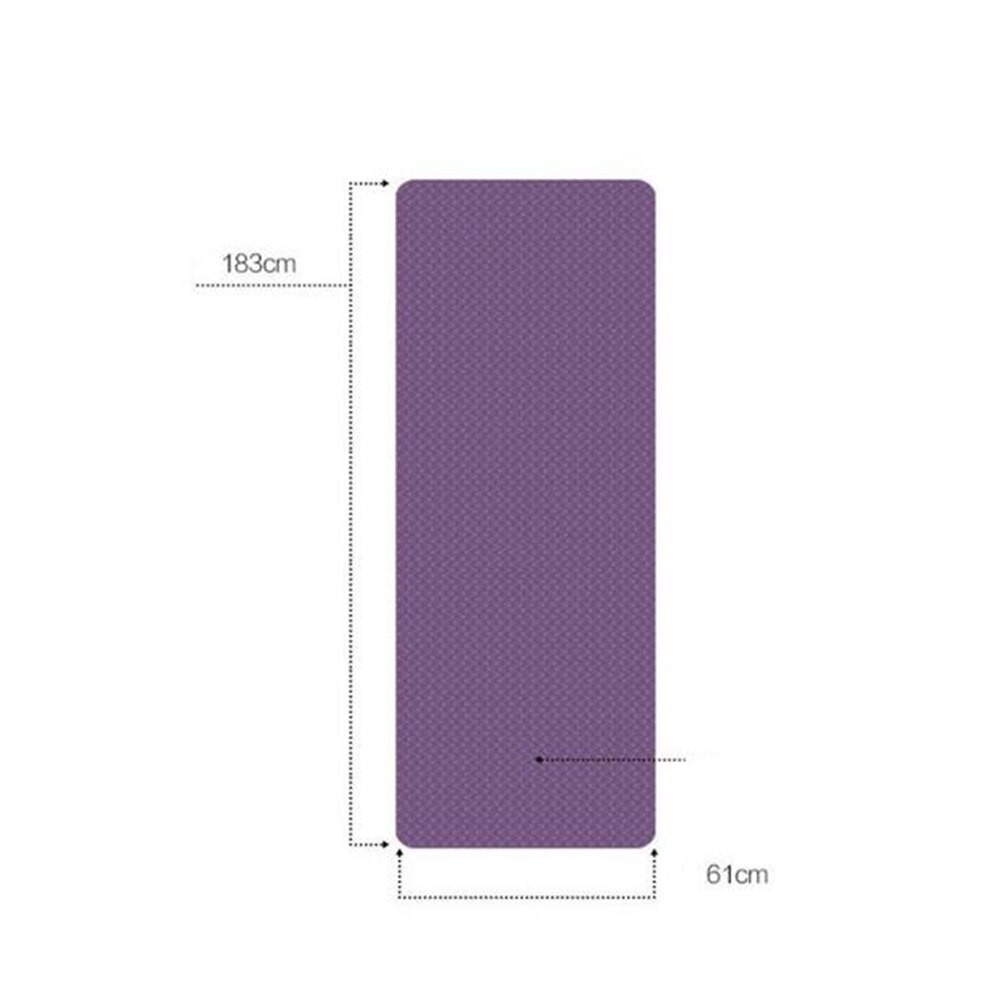 TPE6mm Eco-Friendly Portable Yoga Mat Anti-slip Yoga Fitness Outdoor Camping Exercise Mat 183x61x0.6cm (Dark Purple)