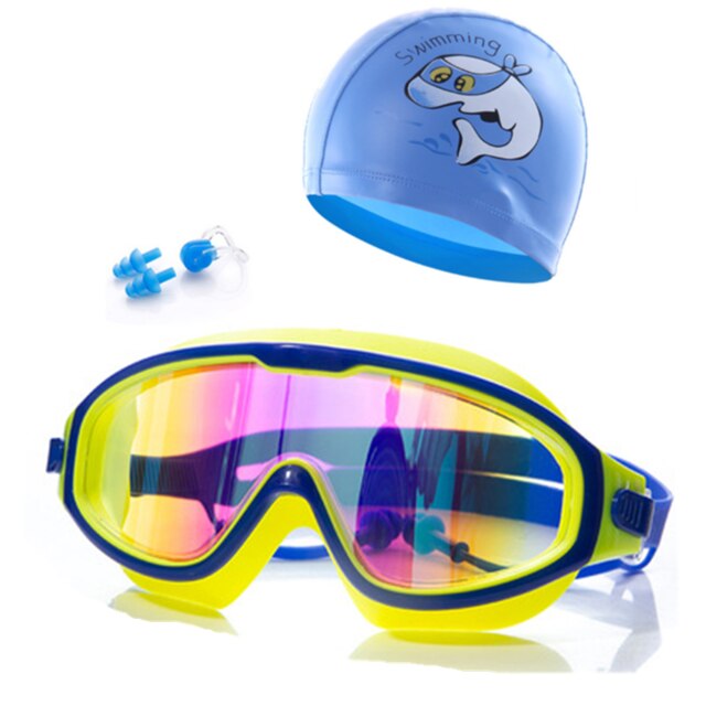 Kids Swim Eyewear Professionele Jongens Meisjes Frame Anti-Fog Zwembad Zwemmen Bril Siliconen Masker Zwembril: Deep Blue