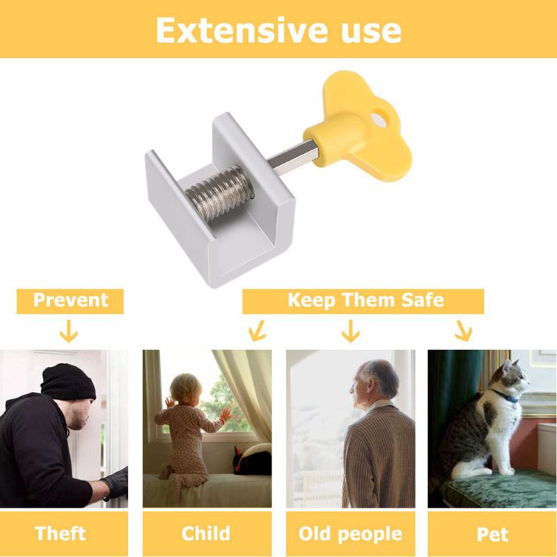 thumbnail image 2 of TEHAUX 3sets Stainless Steel Window Lock For And Sliding 2 of 10