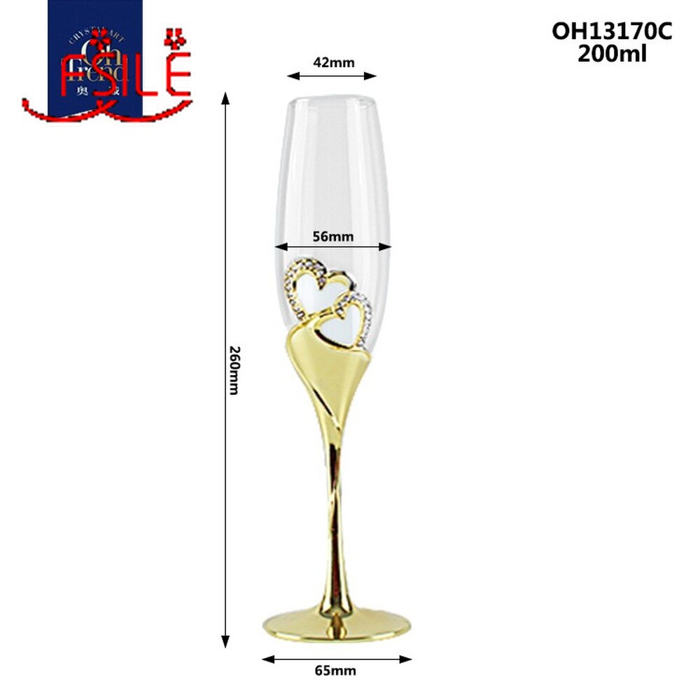 300Ml Kristal Champagne Glas Bruiloft Beker Paar Europese Stijl Huishoudelijke Fonkelende Zoete Wijn Glas Goud Bril