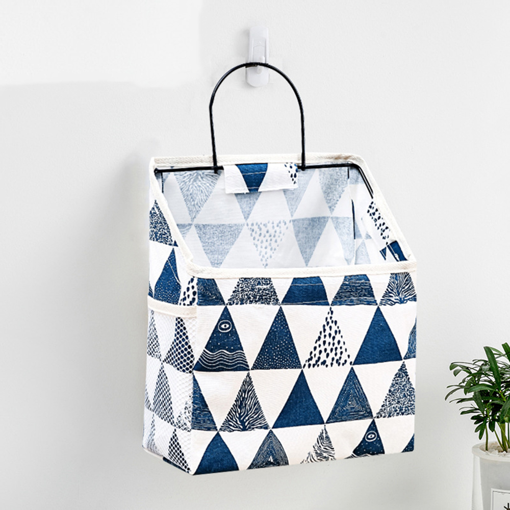 Cesta colgante para colgar en la pared, bolsa de almacenamiento de algodón y tela, organizador plegable de lino para libros, artículos diversos, estante interior para puerta: F