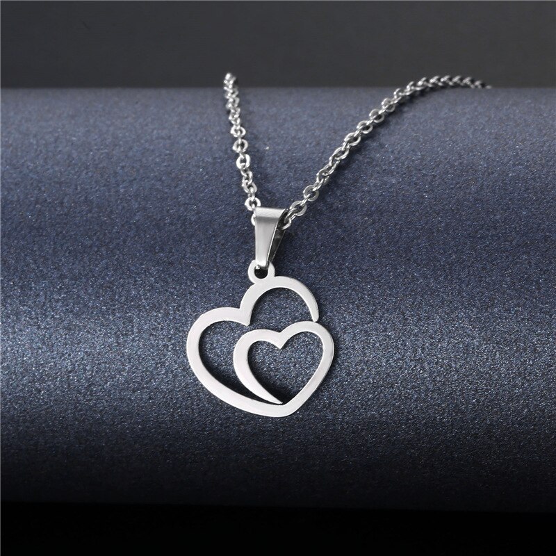 Stainless Steel Necklace For Women Men Silver Color Dreamcatcher Pendant Simple Cute Cat Elephant Necklace Jewelry: NC21Y0361