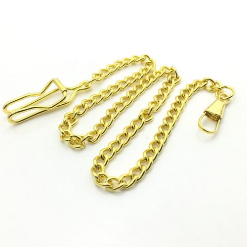 Lommearmbånd unisex bælte vintage antik lommekæde ur stander halskæde denim bælte dekorativ lommekæde herre: Gylden