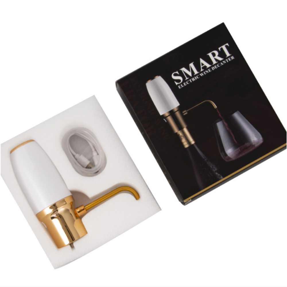 USB Electric Wine Decanter Smart Fast Decanting Wine Dispenser Automatic Wine Pump White Portable Decanter Quick Wine Aerator