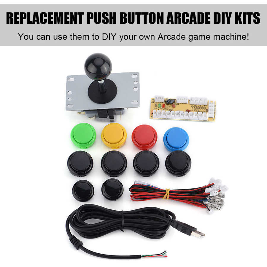 Usb Arcade Onderdelen Joystick + Kleur Drukknop Kits Game Controller Diy Vervanging Kits