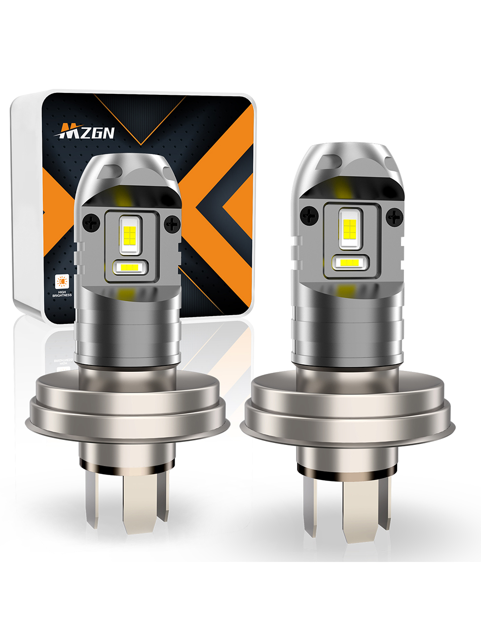 Bombilla de faro LED R2 P45T DC 12V bombilla LED de haz alto y bajo blanco superbrillante para faro de motocicleta sin polaridad: Marfíl