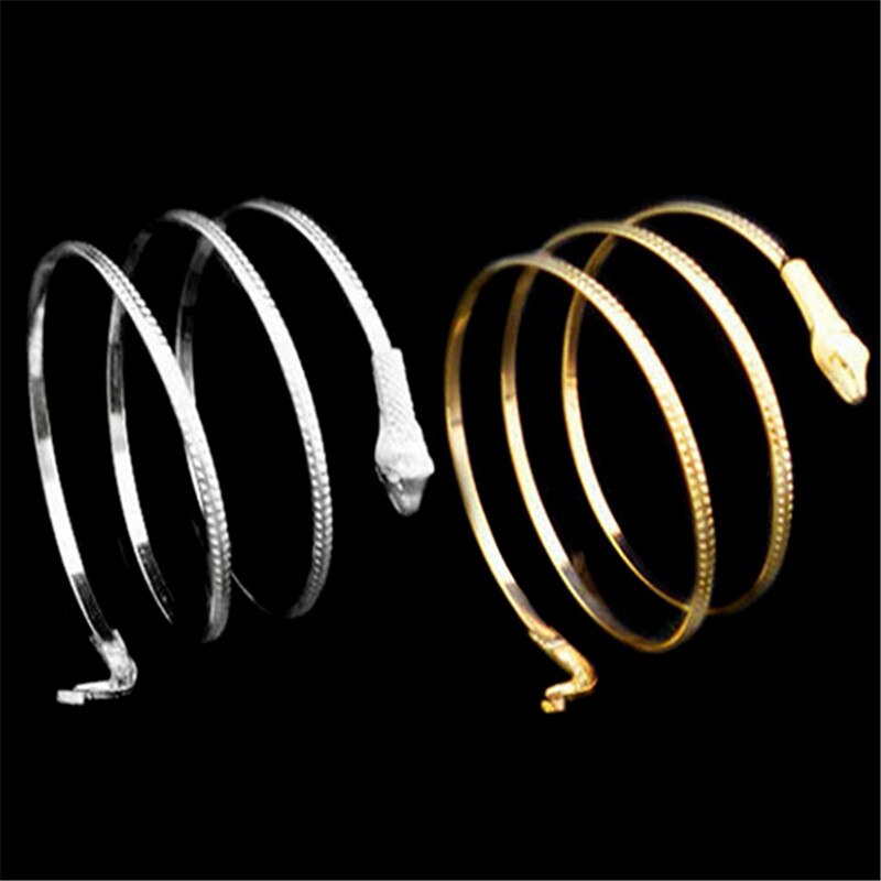 Romad or Serpent Bracelet Punk enroulé spirale Serpent manchette Bracelet pour femmes fille brassard bijoux W3