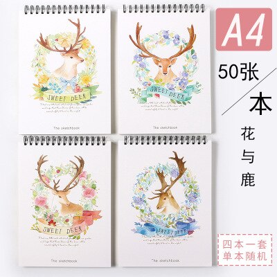 A4 SketchBook Art Painting Notebook Children Art Supplies Children's Doodle Drawing Book Paper watercolors 4Books: Sketch Book3