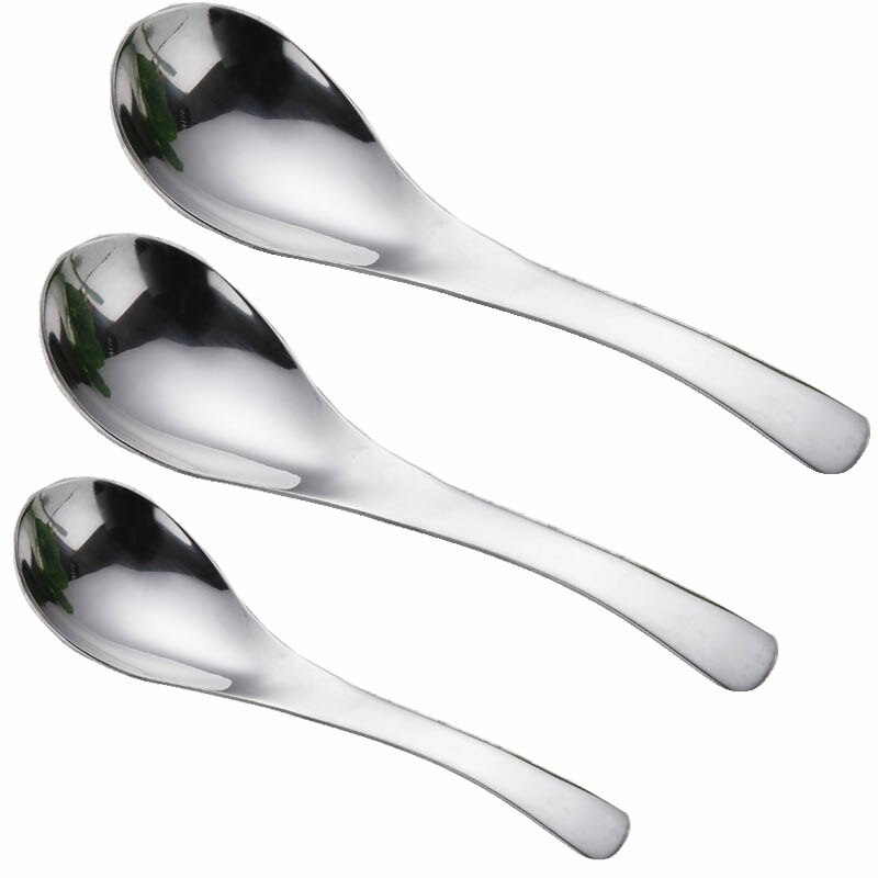Dessertsked serveringsskeda rostfri slev bestick sked 3 storlek lång sked slev glass söt dopp tesked 3 st/set: Silver-